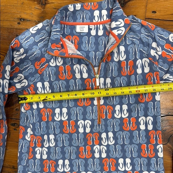 Crown & Ivy Blue Flip-Flop Print Quarter Zip Pullover Sweatshirt Size Large - Picture 4 of 12